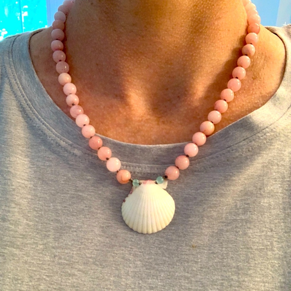 Shell and bead necklace handmade